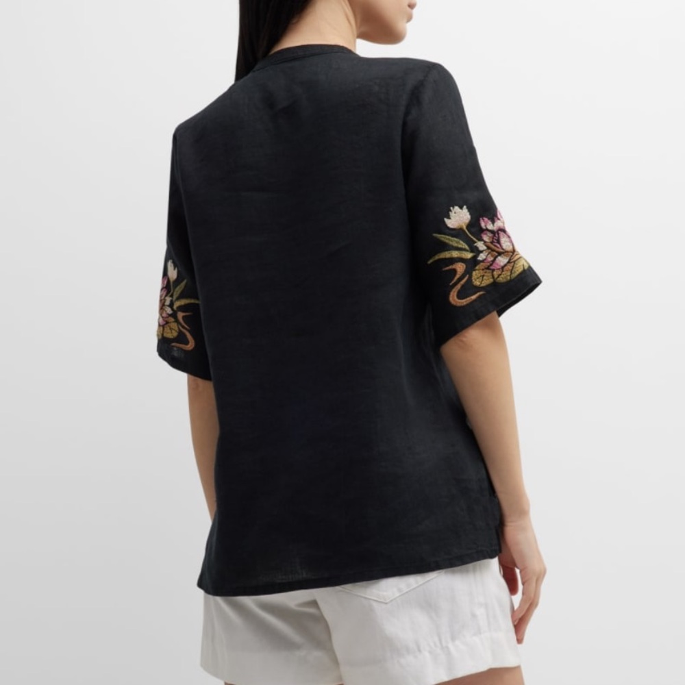 Johnny Was "Maisie" top with floral and tiger embroidery - Sz. L - Picture 6 of 11